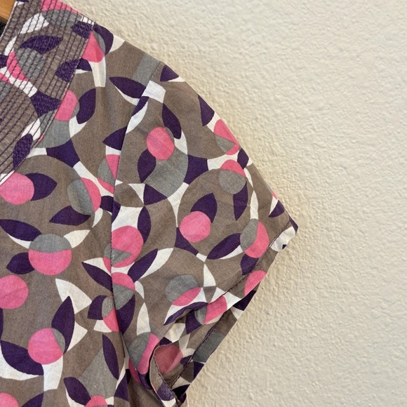 Boden Geometric Floral Tunic Top Womens Size 8 Preppy Office Classic Abstract - Picture 5 of 10